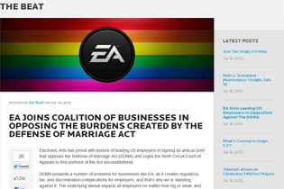 同性婚合法化へゲーム業界も声を上げる・・・オバマ大統領も違憲判断  画像
