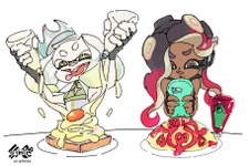 『スプラトゥーン2』テンタクルズを描くフェスイラスト公開─食欲全開なヒメとハートをちらすイイダ、どっちも可愛い！ 画像