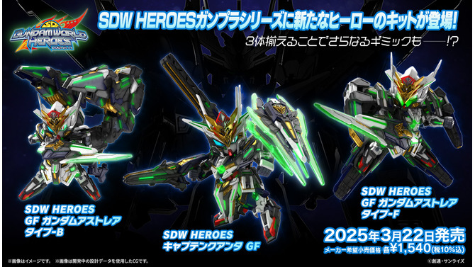 3体が合体した姿も！「SDW HEROES」ガンプラシリーズの新キットが3月22日発売―パッケージでは各機体が友情出演