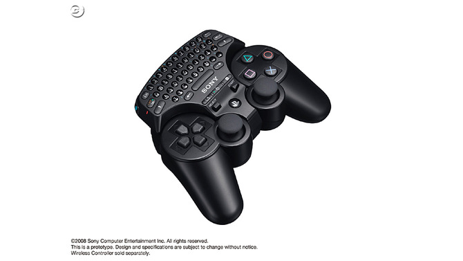 PS3のコントローラに装着して文字入力「ワイヤレスキーパッド」年内発売