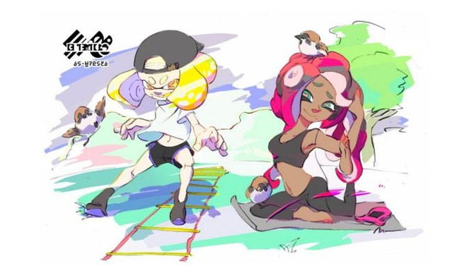 『スプラトゥーン2』次回フェス「瞬発力 vs 持久力」に向けたテンタクルズのイラスト公開─二人の健康美が眩しい！