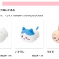 「ちいかわ」オンラインくじが4月3日から販売！BIGサイズの抱っこクッションや寝そべりぬいぐるみなど、“もちふわ”な全13種