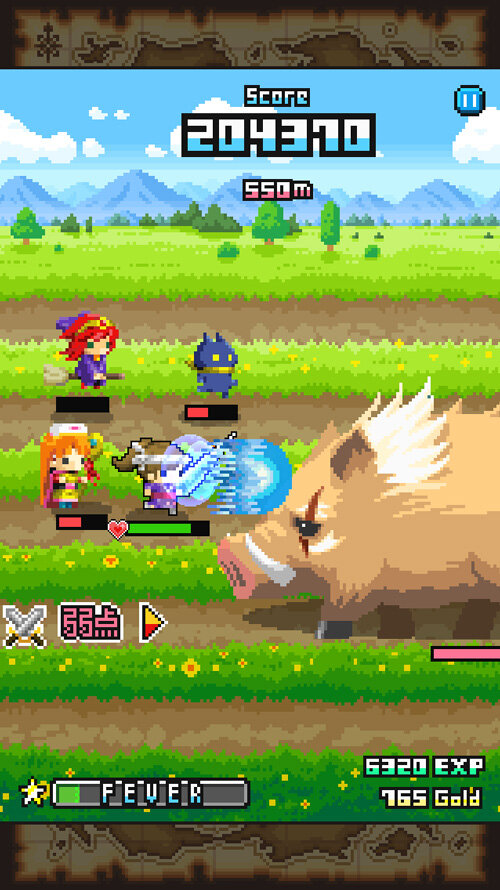 マーベラス、レトロRPG風世界が懐かしいドット絵ランニングアクションRPG『LINE らんらん勇者』配信開始