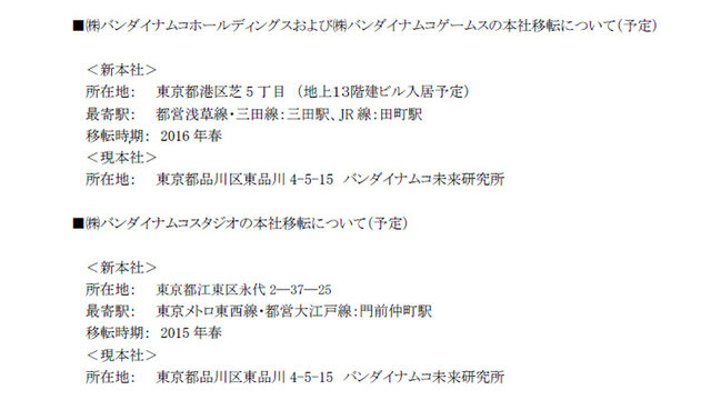 「本社移転のお知らせ」スクリーンショット