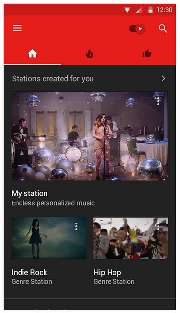 「YouTube Music」アプリ画面