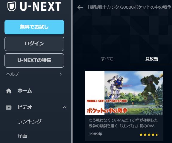 アニメ 機動戦士ガンダム0080ポケットの中の戦争 配信動画を全話無料視聴できる動画配信サービス比較 Vod