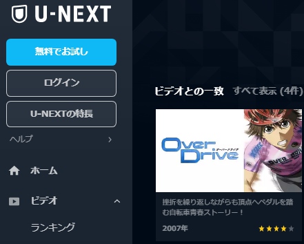 U-NEXT アニメ OverDrive（オーバードライブ） 無料動画配信