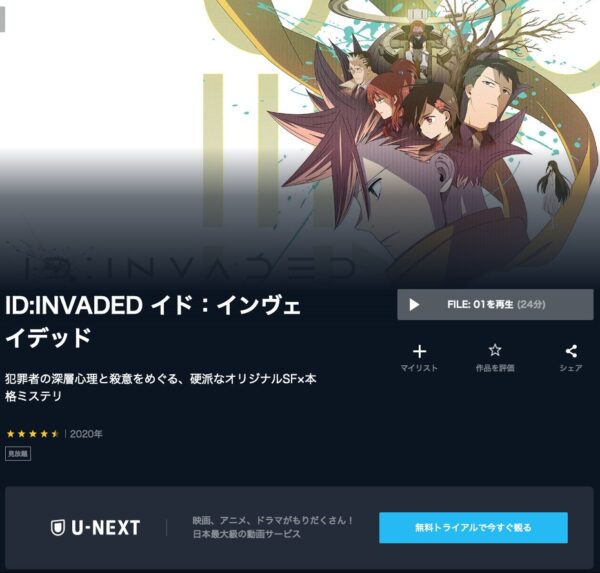 アニメ　ID:INVADED イド：インヴェイデッド　無料動画配信