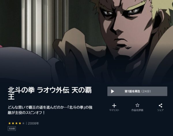 アニメ　北斗の拳ラオウ外伝 天の覇王　無料動画配信