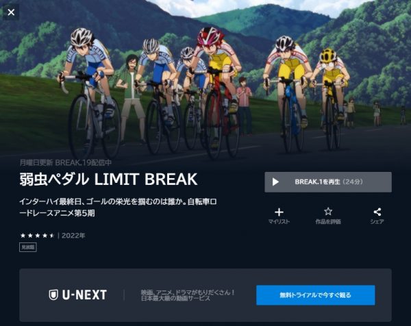 アニメ 弱虫ペダル LIMIT BREAK（5期） 動画無料配信