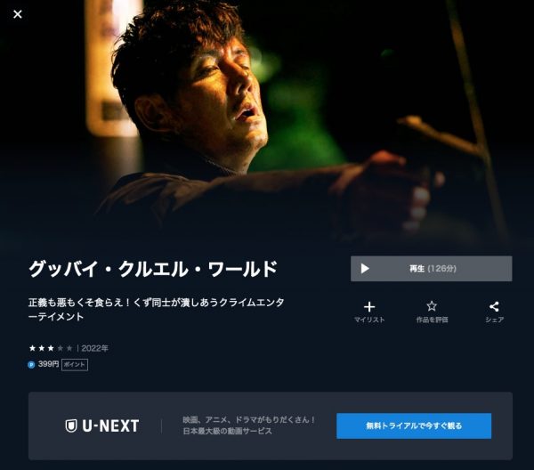 U-NEXT 映画グッバイ・クルエル・ワールド 無料配信動画