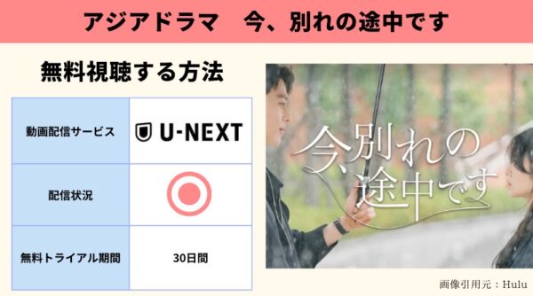 U-NEXT　韓国ドラマ　今、別れの途中です　無料配信動画