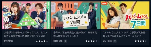 U-NEXT ドラマ パパとムスメの7日間　無料配信動画