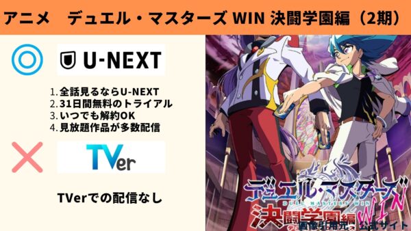 U-NEXT アニメ デュエル・マスターズ WIN 決闘学園編（2期） 無料動画配信