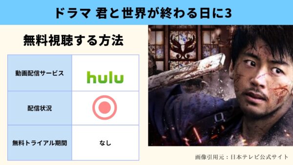 Hulu ドラマ　君と世界が終わる日に シーズン3 無料動画配信
