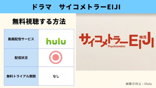 Hulu ドラマ　サイコメトラーEIJI 配信動画