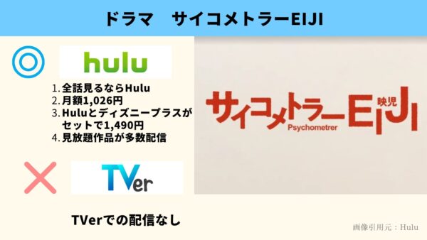 Hulu ドラマ　サイコメトラーEIJI 配信動画 
