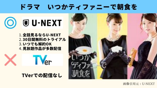 U-NEXT ドラマ いつかティファニーで朝食を 無料配信動画