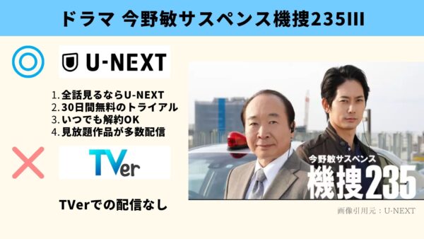 U-NEXT ドラマ 今野敏サスペンス機捜235Ⅲ 無料動画配信