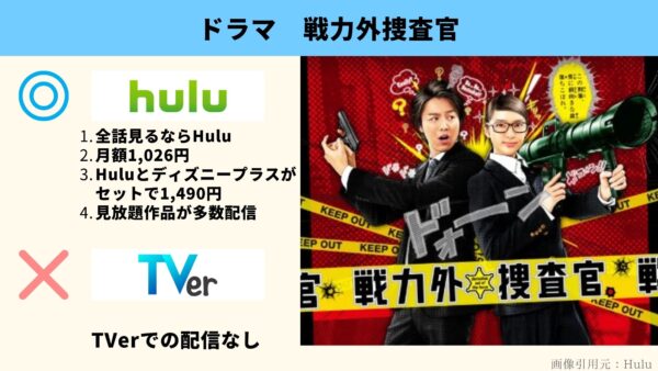 Hulu ドラマ　戦力外捜査官　動画配信