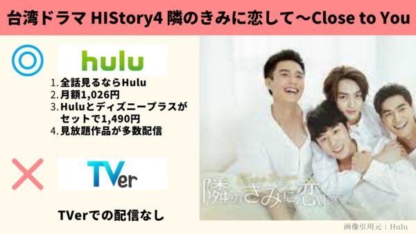 Hulu 台湾ドラマ HIStory4 隣のきみに恋して～Close to You 配信動画