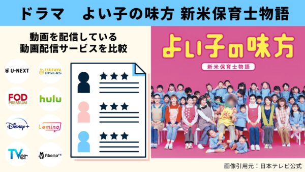 ドラマ『よい子の味方新米保育士物語』配信動画を全話無料視聴できる動画配信サービス比較 | VOD