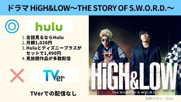 Hulu ドラマ HiGH&LOW〜THE STORY OF S.W.O.R.D.〜 配信動画