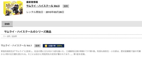 TSUTAYA DISCAS ドラマ サムライ・ハイスクール 無料動画配信