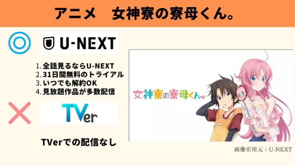 アニメ　　女神寮の寮母くん。　無料動画配信