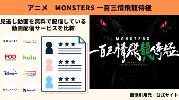 アニメ MONSTERS 一百三情飛龍侍極 動画無料配信 比較