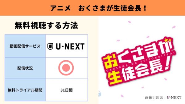 U-NEXT アニメ おくさまが生徒会長！ 無料配信動画