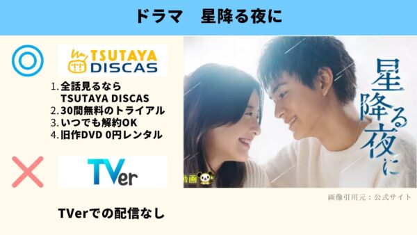 TSUTAYA DISCAS　ドラマ　星降る夜に　無料動画配信