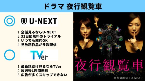 U-NEXT ドラマ 夜行観覧車 無料配信動画