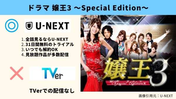 U-NEXT ドラマ 嬢王3 〜Special Edition〜 無料配信動画