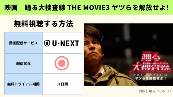 映画 踊る大捜査線THE MOVUE3 無料配信動画 U-NEXT