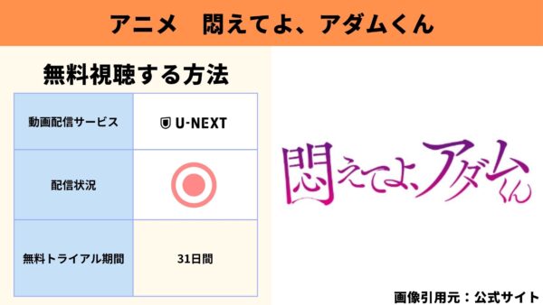 U-NEXT アニメ 悶えてよ、アダムくん 動画無料配信