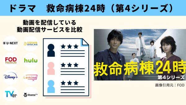 ドラマ 救命病棟24時第4シリーズ 無料視聴 比較