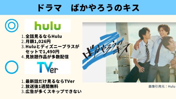 ドラマ ばかやろうのキス 無料視聴 Hulu