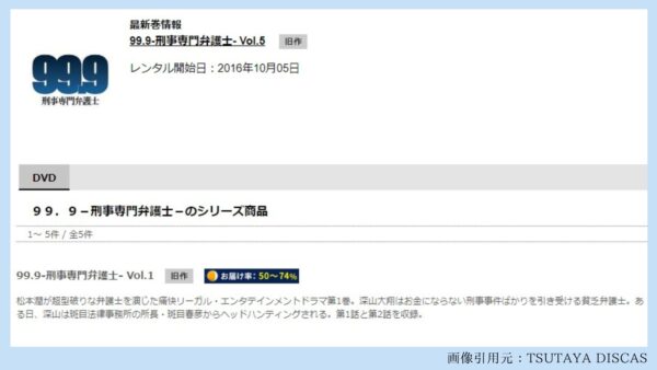 ドラマ99.9-刑事専門弁護士-1話配信TSUTAYADISCAS無料視聴